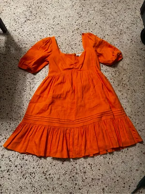 Gianni Bini Sweetheart Neckline Short Puff Sleeve Linen Babydoll size 4 thumbnail 2