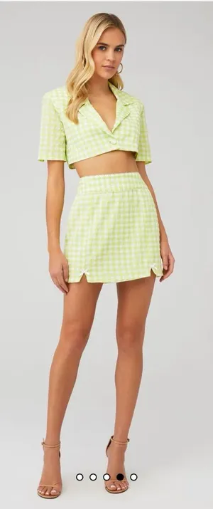 For Love & Lemons Green Gingham Checkered Blazer S. $167‎ thumbnail 1