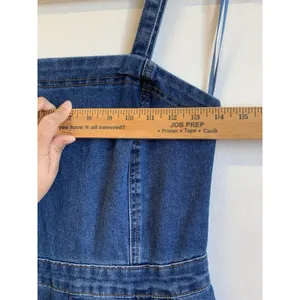 Sincerely Jules Women’s Denim Overalls Sincerely Wide Style Retro Leg Side Zipper Blue Size S thumbnail 3