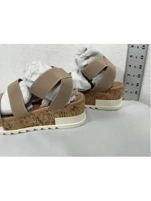 Woman’s New Soda Madyson Slip On Strappy Cork Wedge Sandals Size 8 Wheat thumbnail 3