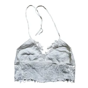 Anthropologie(?) Tank Halter Top Women Small Lace Crochet Crop Beach Party Boho thumbnail 3