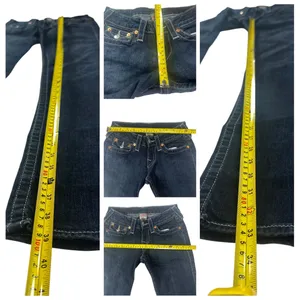 True Religion Straight Jeans Low Rise Rainbow Stitch Stretch Dark Wash Size 24 thumbnail 8
