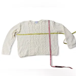 3 7 Orchard Cream Cable Knit Sweater Size Large Oversized Chunky thumbnail 5