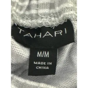 Tahari Womens M Pajama Set Gray White Stripe Button Front Top Pants 2 Piece thumbnail 12
