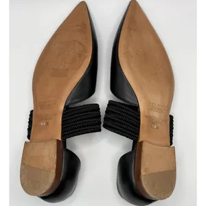 Malone Souliers Maureen‎ Pointed Toe Black Leather Corded Strap Flats Shoes thumbnail 9