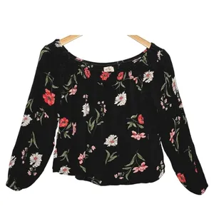 Hollister Floral Top Sz‎ Med Off the Shoulder Bell Sleeves Boho Peasant Style thumbnail 2