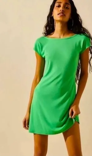 Bright Green Short Sleeve Mini Dress thumbnail 1