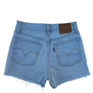Levi’s Premium Wedgie Short Raw Hem Distressed Light Blue Denim Shorts 25 thumbnail 2