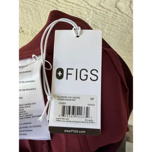 FIGS HW Zamora High Waisted Jogger Scrub Pants Burgundy Size Small Petite NWT thumbnail 5