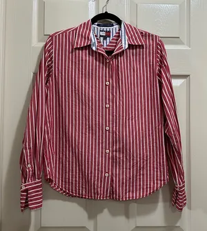 Tommy Hilfiger button down shirt red and white stripe size 6 thumbnail 1