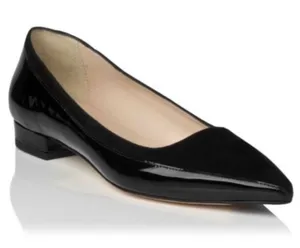 NWOB L.K. Bennett London Black Patent Leather Velvet Pointed Toe Loafers thumbnail 1