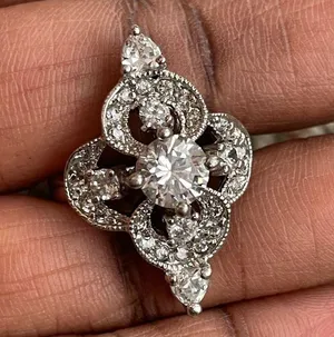 Vintage Silver Crystal Fashion Clover Ring Size 7 thumbnail 6