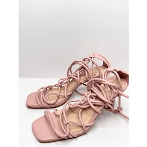 Vince Camuto Pink Strappy Lace Up Heels Square Toe Knotted Sandals Size 5.5 thumbnail 3