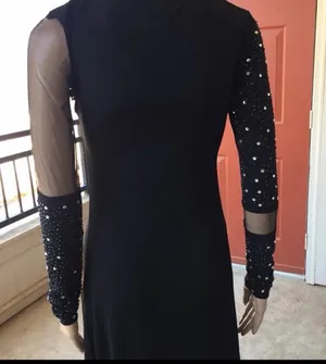 Juss Elegant Black Sheer-Panel Evening Gown stretch thumbnail 6