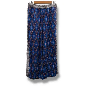 Anthropologie Value Blue Aztec Printed Wide Leg Pull On Pants‎ Sz M thumbnail 3