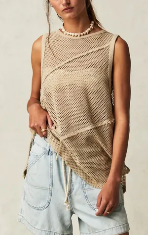 Free People Shore Side Muscle Tank in Dunes thumbnail 1