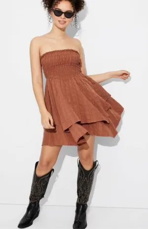 Wild Fable Rust Babydoll Convertible Dress thumbnail 1