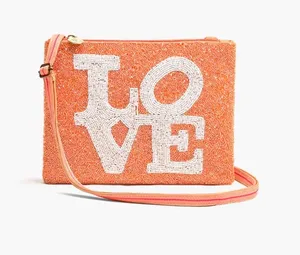 America & Beyond All My Love Top Zip Clutch - Orange thumbnail 1