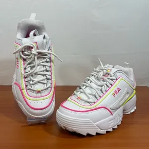 FILA Women’s Disrupter II Contrast Piping White Pink Yellow Shoe Size 6 #991 thumbnail 1