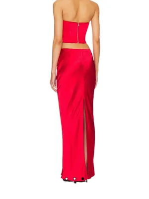 Superdown- Calla Red Satin Maxi Skirt thumbnail 3