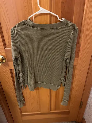 Free People One Cotton Waffle Knit Side Ties Interlaken Top thumbnail 2