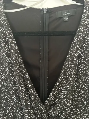 Lulu's Black Floral V-Neck Mini Dress. thumbnail 5