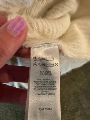 Happily Grey Ivory Fuzzy Puff Sleeve Sweater Top Size Medium thumbnail 3