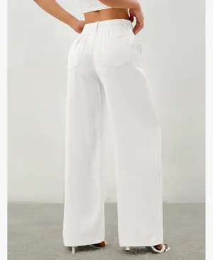 White linen wide leg pants Size petite L thumbnail 3