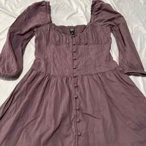 BDG Urban Outfitters Mauve Brown Puff Sleeve Button Front Mini Dress Size Small thumbnail 5
