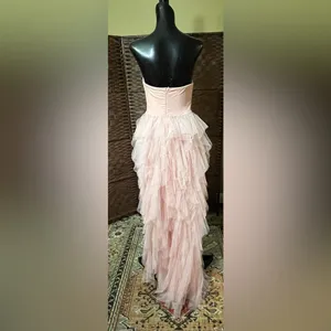 NEW Faeriesty Pink Lace Bodice Contrast Layered Mesh Hem Prom Dress Size Medium thumbnail 4