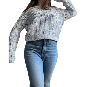 Duffy Loose Knit Pointelle Open Stitch Knitted Sweater Cotton Size M thumbnail 1