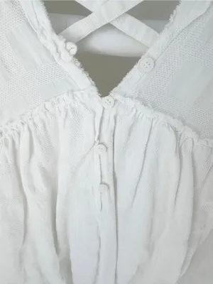 Mustard Seed White Cotton Crisscross Mini Dress w Pockets & Shorts in Lining thumbnail 4