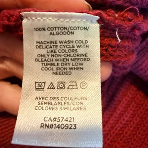 LOFT Womens XL Burgundy Red Shaker Stitch Cotton Button Front Cardigan Sweater thumbnail 6