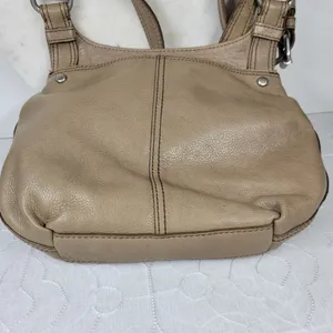 Fossil Maddox Leather Saddle Bag Taupe Tan Shoulder Turn Lock Flap Crossbody Y2K thumbnail 16