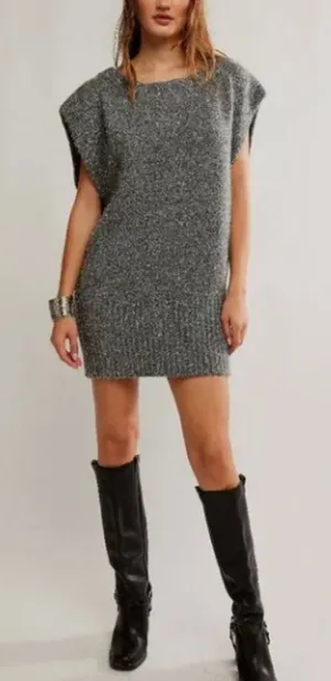 Free People Talia Sweater Mini Dress Sleeveless Grey Sparkle Size Small NWT thumbnail 1