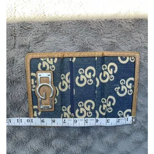 G By Guess Slim Amore Wallet 90s Y2K Monogram Denim Faux Gator Leather thumbnail 10