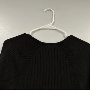 NWT Good American Long Sleeve Belted Bodycon Midi Sweater Dress Black 1/2 thumbnail 3