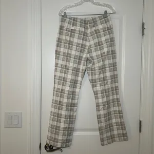 Susan Graver Weekend Plaid Pull-On Pants Tan Green White Size Small academia thumbnail 5