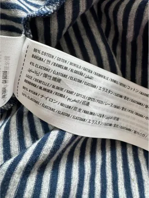 Abercrombie & Fitch Striped Fit & Flare Dress Lace Waist Navy Grey thumbnail 5