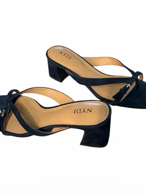 NYDJ Women's Blue Suede Strappy Buckle Heeled Sandals Size 7 New thumbnail 4