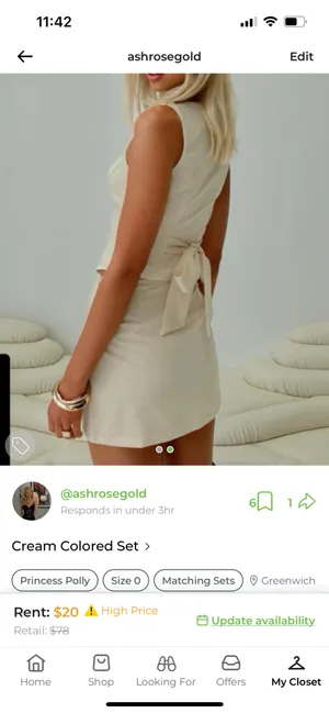 Princess Polly cream skirt set thumbnail 2