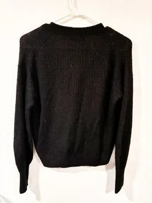 Quince Women's Lightweight Baby Alpaca Cropped Cardigan Black Size Small thumbnail 4