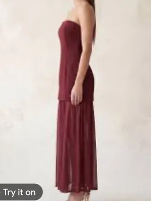 Witness of Love Strapless, Structured Mini Dress w/Chiffon Overlay Wine 6 NWT thumbnail 2