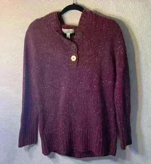 Burgundy Cabela's hooded sweater sz L comfy cozy knit colorful casual basic thumbnail 1