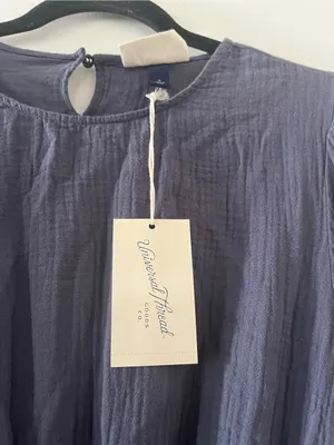 Universal Threads NWT Blue Ombre 100% Cotton Gauze Peasant Mini Dress Small Coastal Beachy thumbnail 3