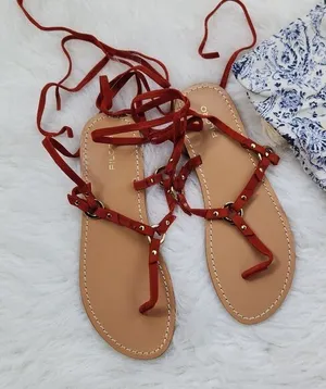 Pilcro Leather‎ Red Metal Strap Gladiator Sandals Size 7 thumbnail 1