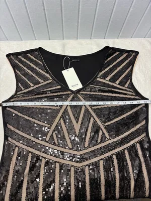 Metme Black Sequin V-Neck Evening Top‎ Size XXL thumbnail 5