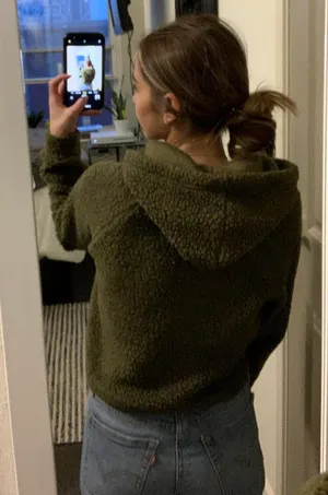 Green Fuzzy Hoodie Size M thumbnail 2