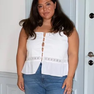 Djerf Avenue Airy Poplin Buttoned Top White Lace thumbnail 3