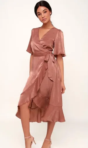 Lulus ’s wrapped up in love silk dress thumbnail 1
